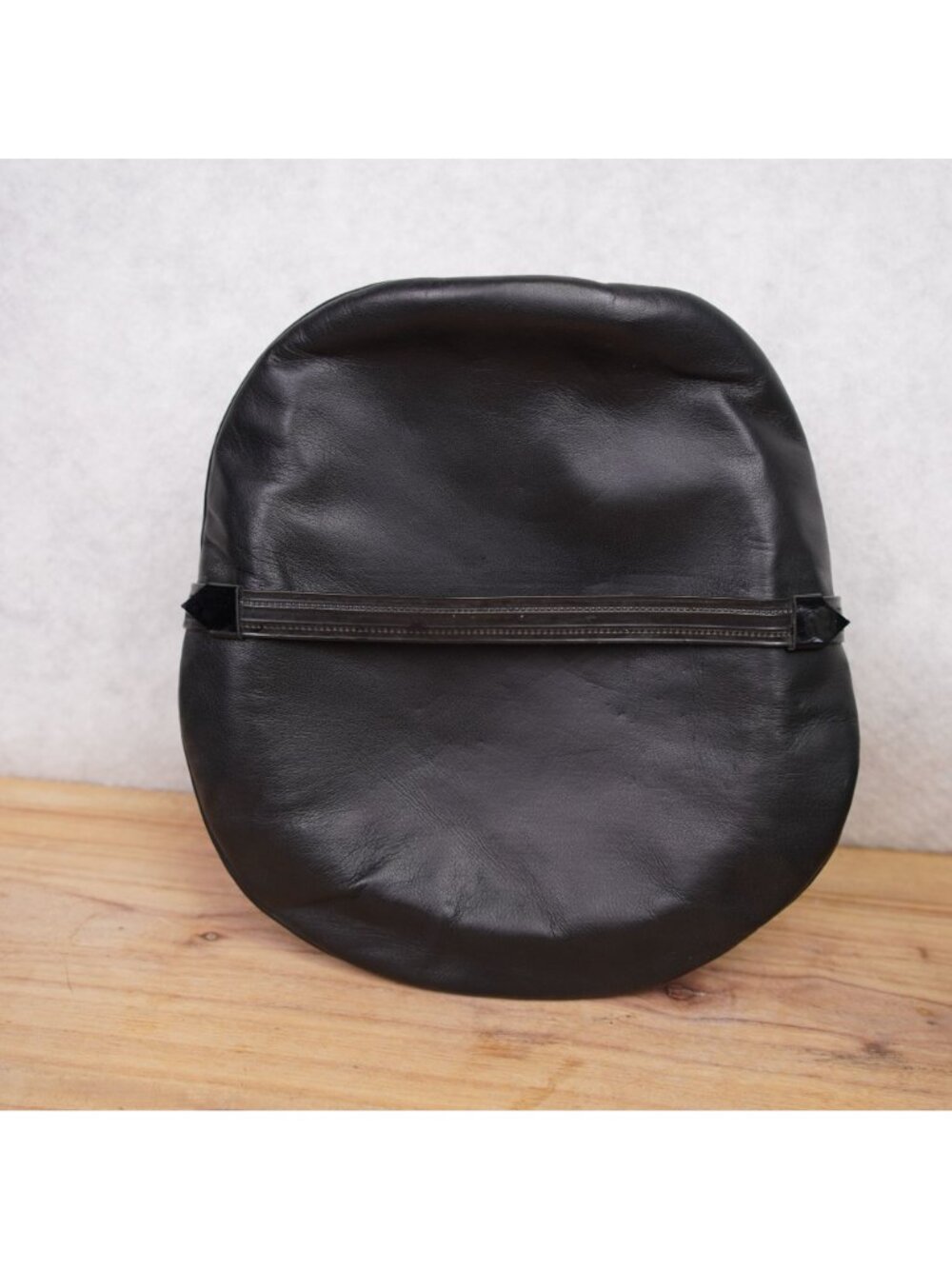 Vintage Genuine Leather Black Army Muir Biker Peakerd Police Cap Hat Union Made - Picture 7 of 12